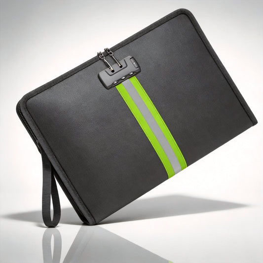 Fireproof Waterproof Document Bag – Heavy Duty A4 File Organizer with Lock & Reflective Strip for Office & Home