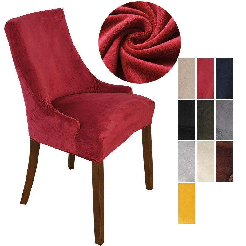 Velvet Stretch Armless Wingback Chair Cover Slipcover