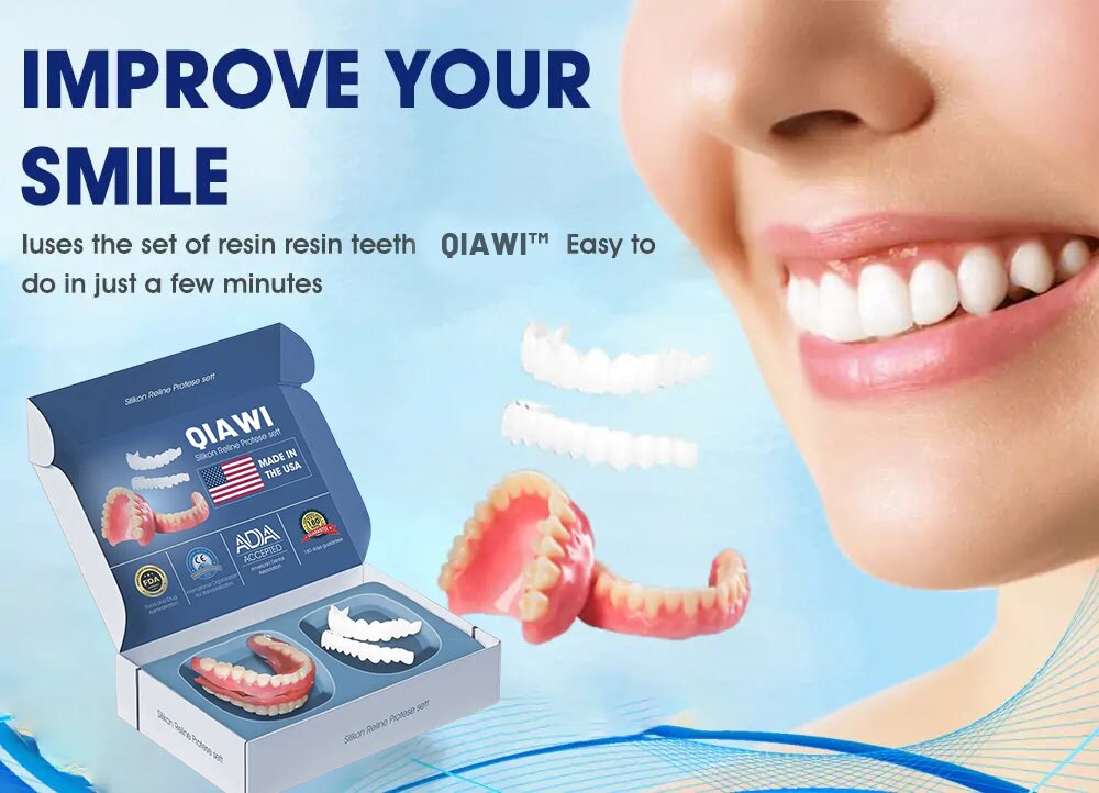 🦷 QIAWI™-Premium Custom Silicone Denture Set 👨‍⚕️ American Dental Association (ADA) certified