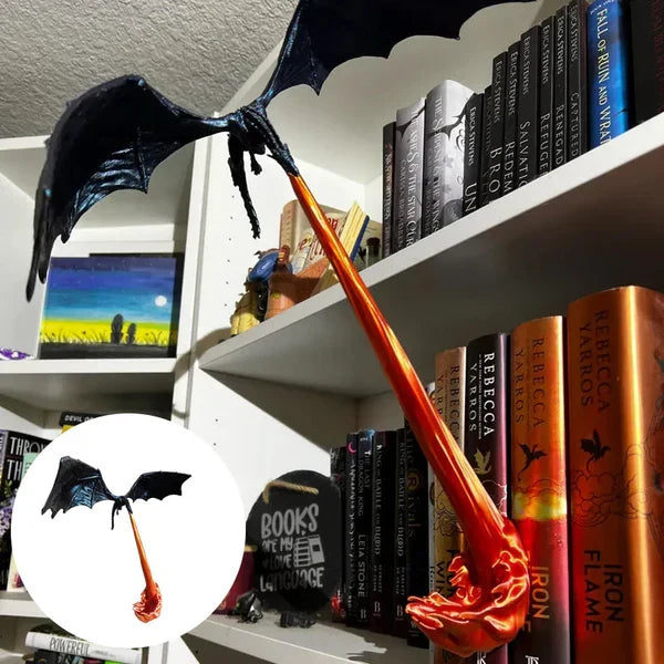 Dragon Flame Book Nook – Fantasy Bookshelf Decoration