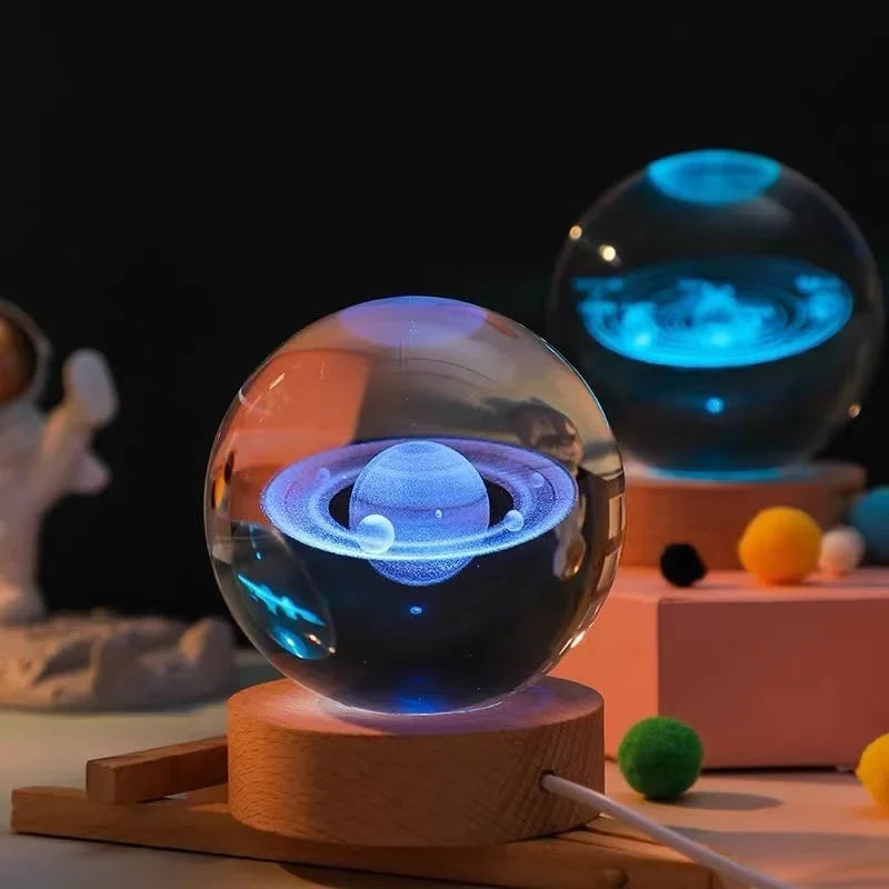 3D Solar System Crystal Ball - Galaxy Glass Globe, Astronomical Decor, Photo Accessories, Unique Birthday Gift