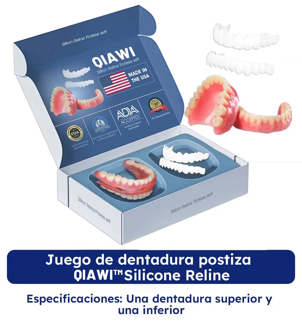 🦷 QIAWI™-Premium Custom Silicone Denture Set 👨‍⚕️ American Dental Association (ADA) certified