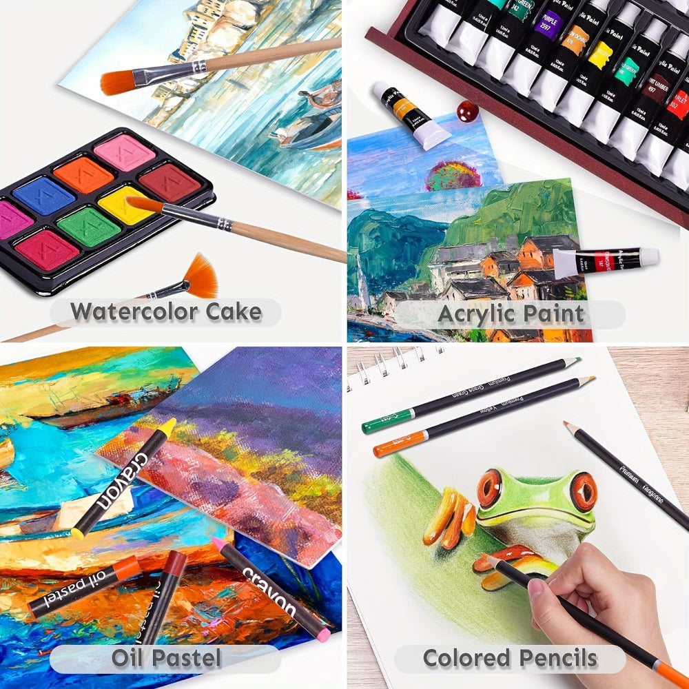 Art Set Gift Box Wooden Case Professional Drawing Painting Kit
