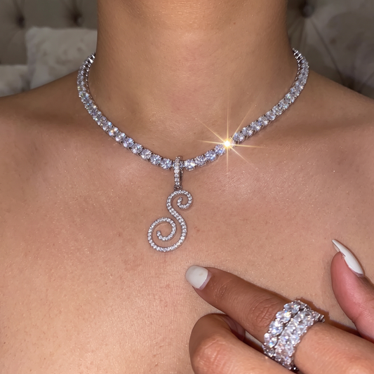 Initial Tennis Pendant Silver