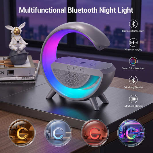 Multifunctional Bluetooth Speaker with Light, Wireless Charging, and Clock