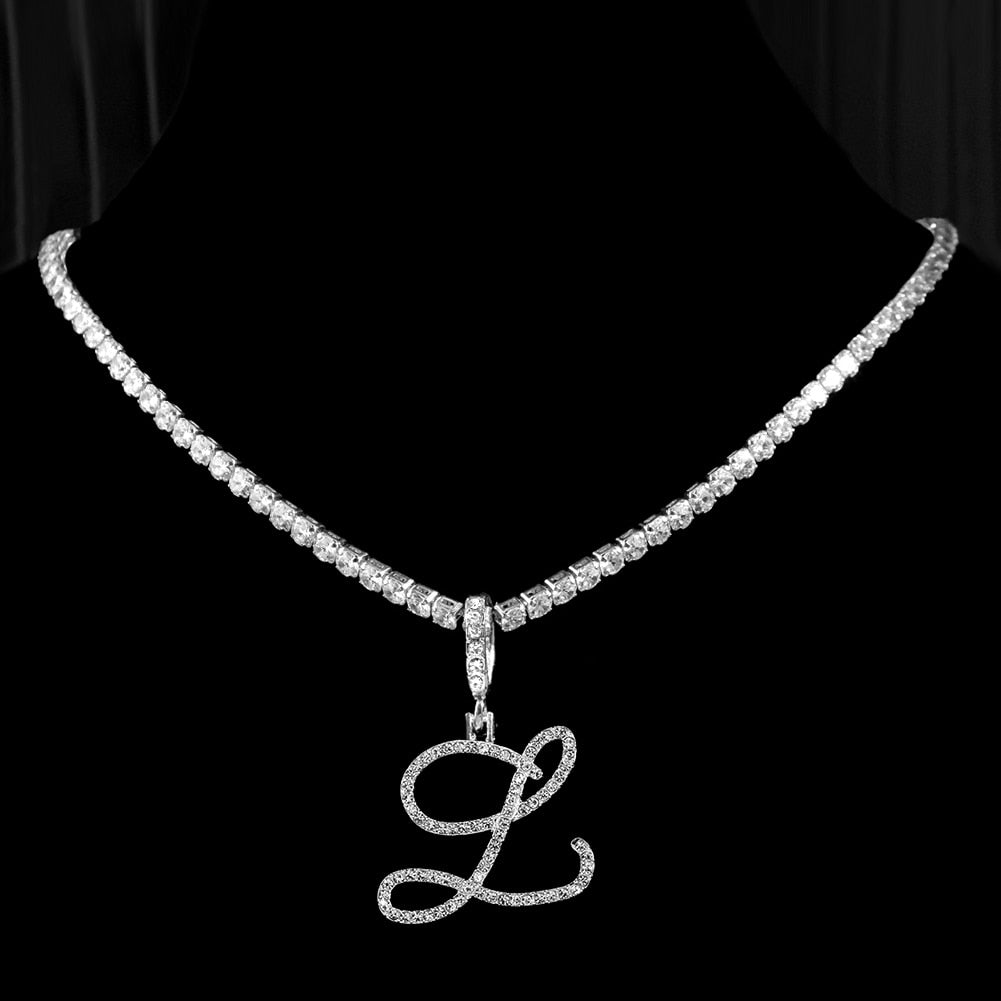Initial Tennis Pendant Silver