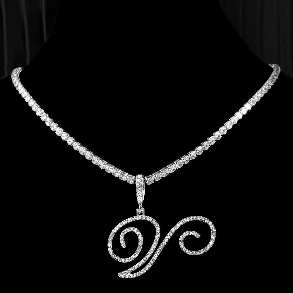 Initial Tennis Pendant Silver