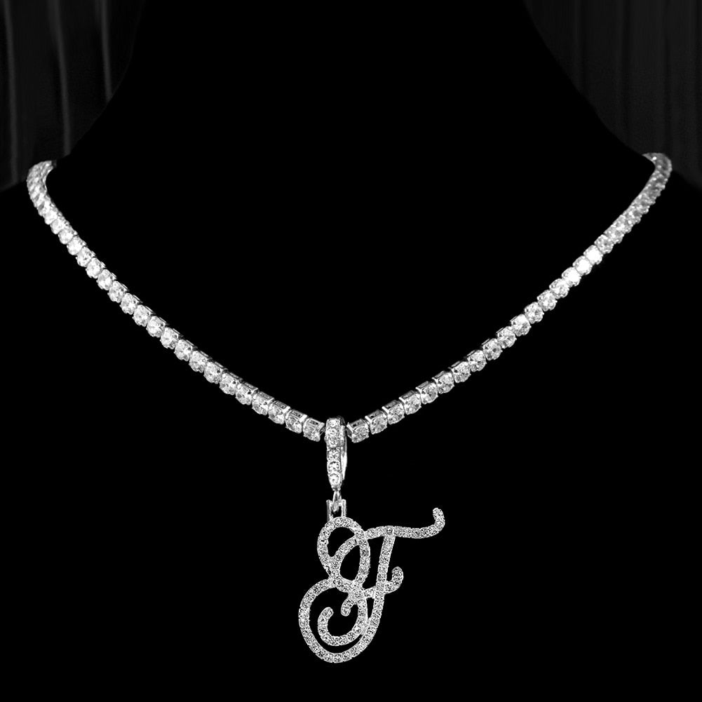 Initial Tennis Pendant Silver