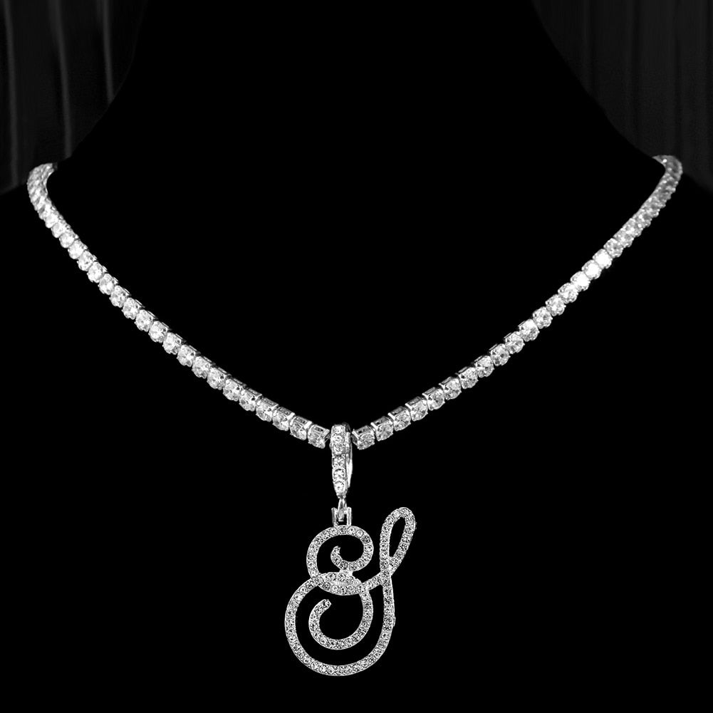 Initial Tennis Pendant Silver