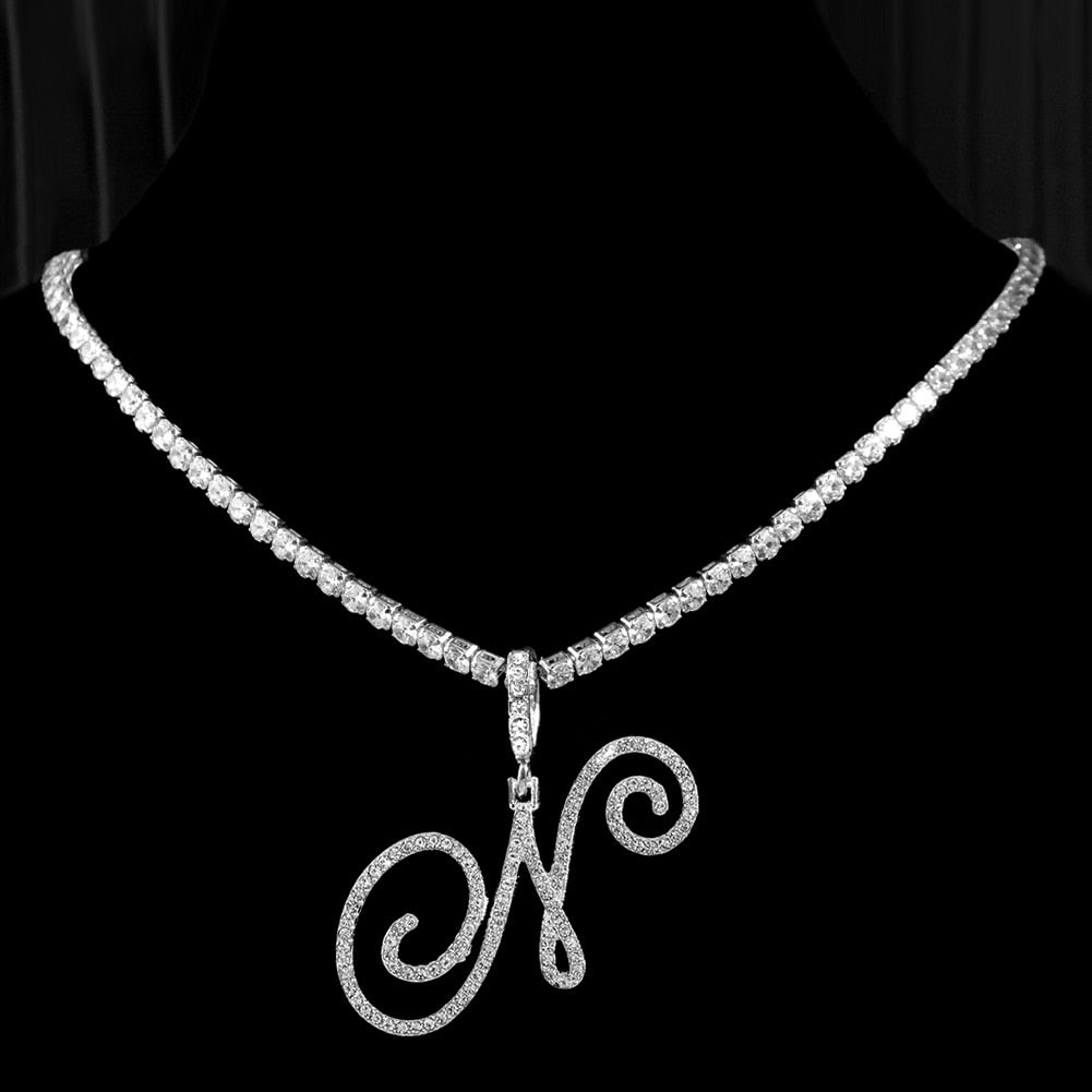 Initial Tennis Pendant Silver