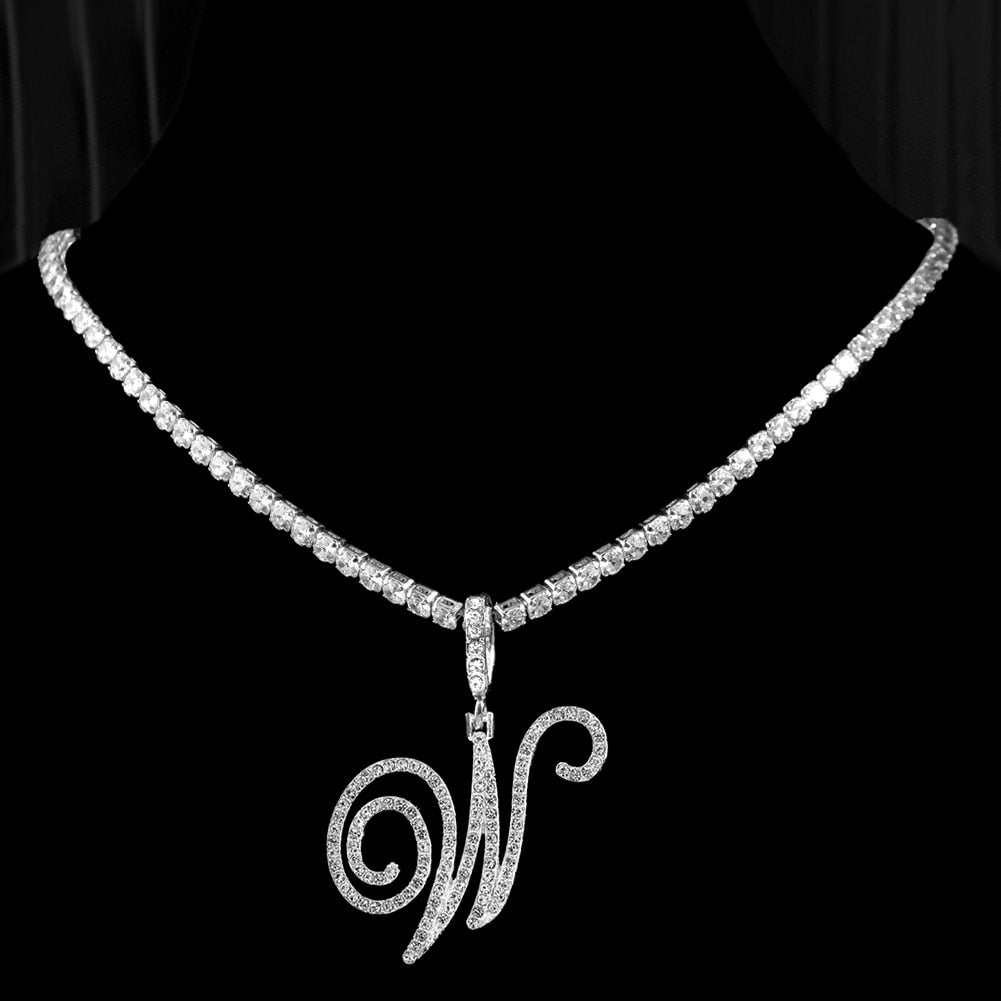 Initial Tennis Pendant Silver
