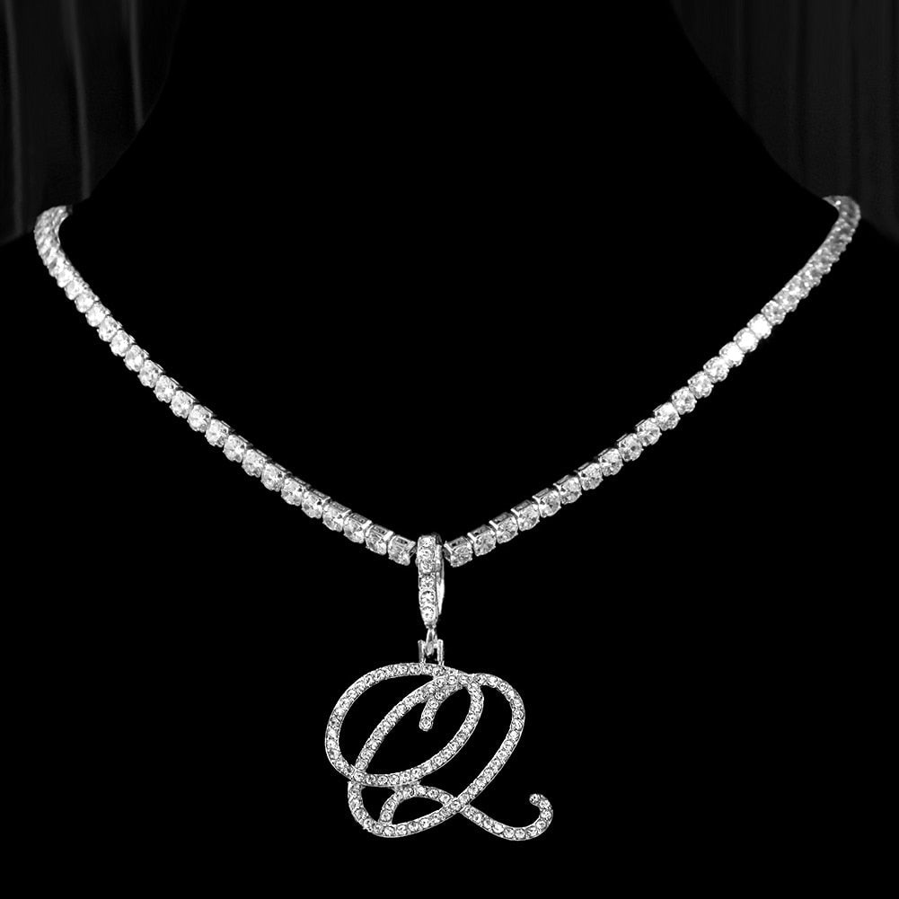 Initial Tennis Pendant Silver
