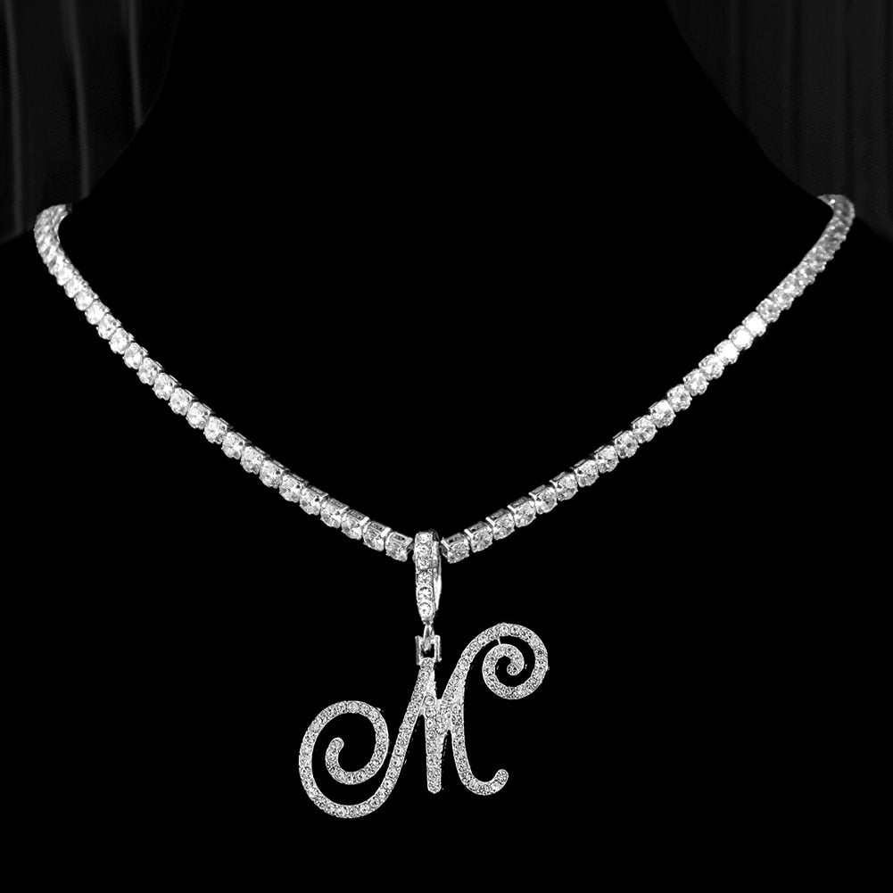 Initial Tennis Pendant Silver