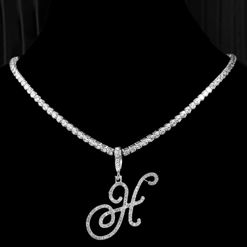 Initial Tennis Pendant Silver