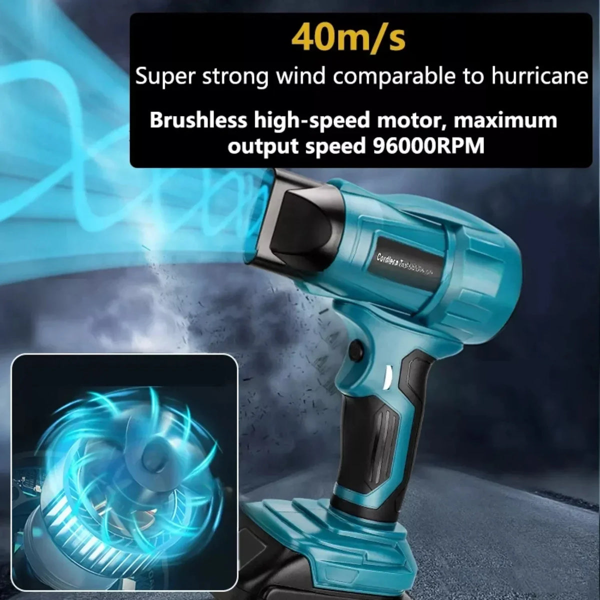 Cordless Mini Turbo Jet Blower – Compatible with Ryobi, Makita, Dewalt, Milwaukee & Bosch 18V/20V Batteries – 96,000RPM, Compact & Powerful Air Duster (Battery Not Included)