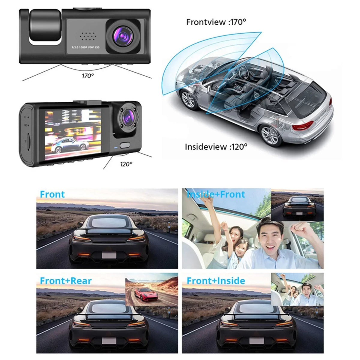 Ultimate Guardian 1080P Triple Lens Dash Cam