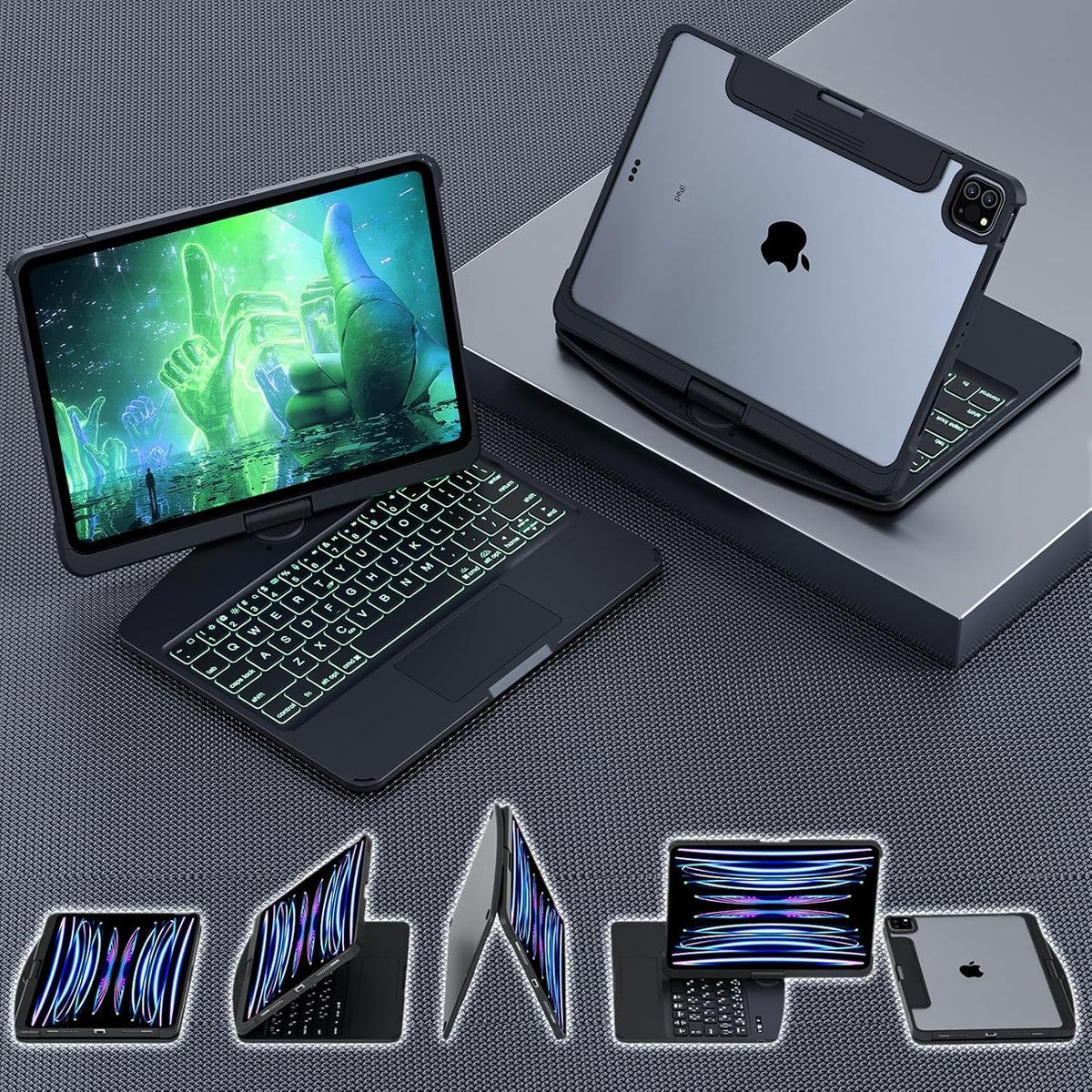 Transparent 360° iPad Keyboard Case
